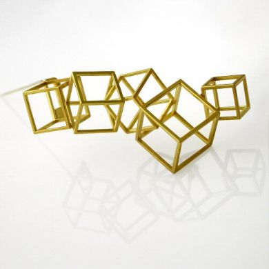 Cube Brosche Cumulus, 750/-Gold