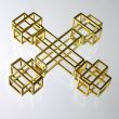 Cube Brosche Kreuz, 750/-Gold